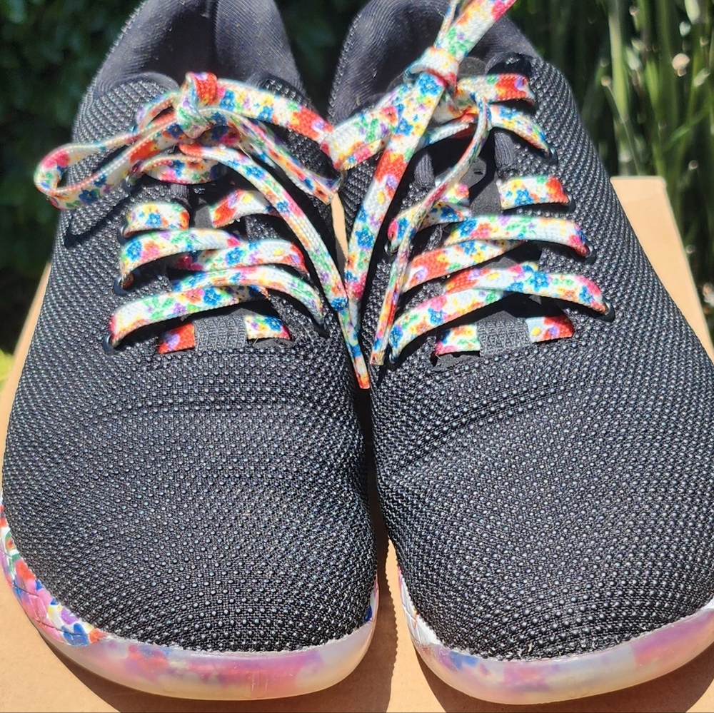 NOBULL Black Athletic Shoes with Multicolor Floral Accents